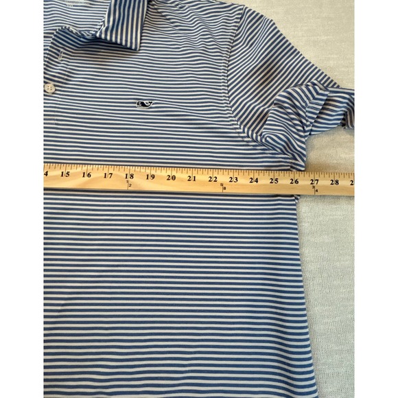 Vineyard Vines Performance Striped Polo Shirt Men's 2XL Blue White Whale Logo - Picture 7 of 10